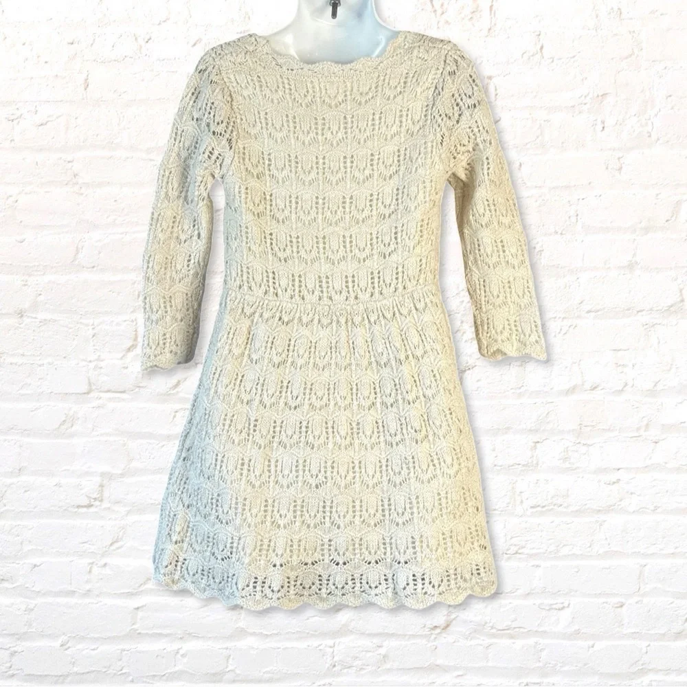 Cat & Jack Girls Sparkle Gold Metallic Knit Long Sleeve Sweater Dress Size 5T